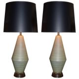 Vintage Pair of Glazed Modern Table Lamps