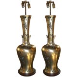 Pair of Lamps with Butterflies and Flowers