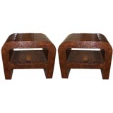 Pair of Reptile Covered Tables in the Karl Springer Style