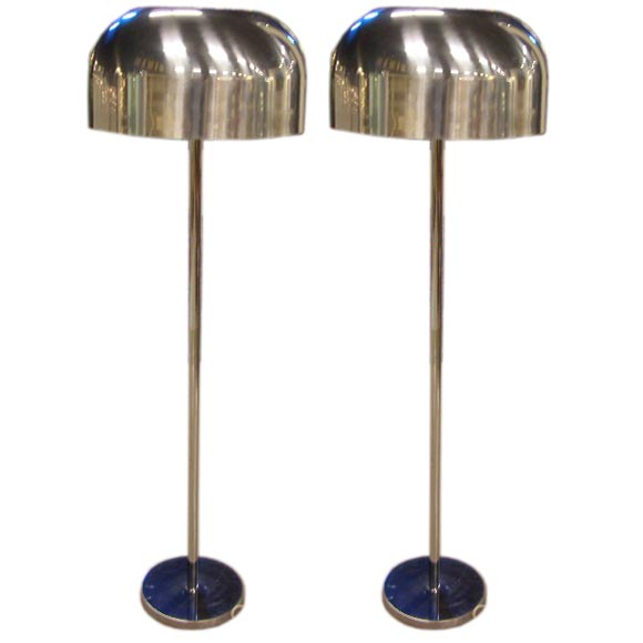 Pair of Spun Aluminum Mushroom Floor Lamps