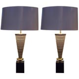 Pair of Conical Ceramic Lamps