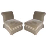 Pair of Mohair Slipper Chairs