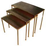 Set of Brass and textured glass Nesting Tables