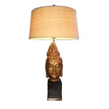 Vintage Mid Century Gold Buddah Lamp