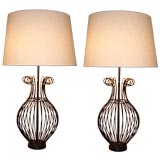 Pair of Scrolled Wire Table Lamps