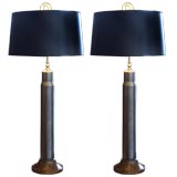 Vintage Pair of Polished Steel Artillery Shell Lamps