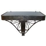 Antique Art Deco Iron and Smoked Mirror Wall Console