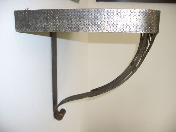 Art Deco Iron and Smoked Mirror Wall Console