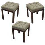 Set of 3 Upholstered Parsons Ottomans