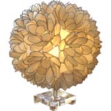 French 1940's Mother of Pearl and Brass Table Lamp