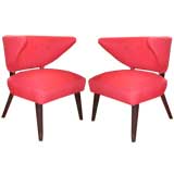 Pair of Red Gabardine Chairs