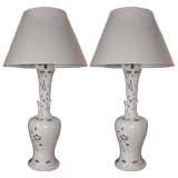 Pair of White Butterfly Lamps