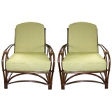 Pair of Ebonzied Rattan Chairs
