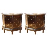 Pair of Octagonal Chocolate and Gold Cabinets