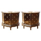 Pair of Octagonal Chocolate and Gold Cabinets