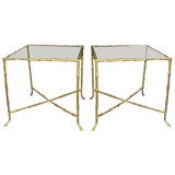 Pair of  Faux Bamboo Brass Tables