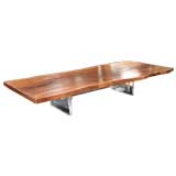 84" Black Walnut and Lucite Coffee Table