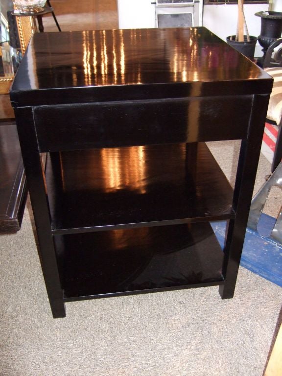 Pair of 1940's Black Nightstands