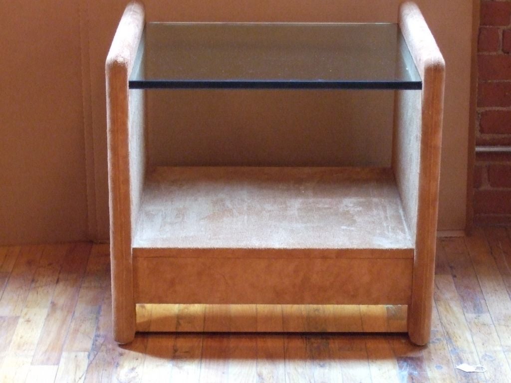 Karl Springer Suede and Glass Nightstands