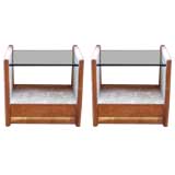 Karl Springer Suede and Glass Nightstands