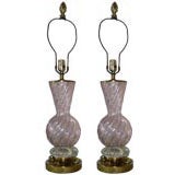 Pair of Exquisite Pink Murano lamps by AVEM design