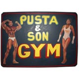 Vintage Whimsical Painted  Reversible Gym Sign