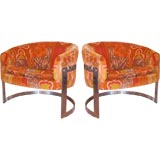 Pair of Baughman Style Barrel Chairs