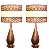 Vintage Pair of "Lacing Stripes" Lamps
