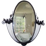 French Iron Art Deco Mirror