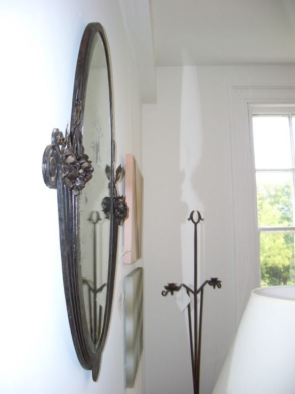 French Iron Art Deco Mirror