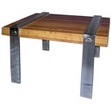 A SIDE TABLE WITH LARGE SCREWS ATT. TO PIERRE CARDIN A SIDE TABLE WITH LARGE SCREWS ATT. TO PIERRE CARDIN