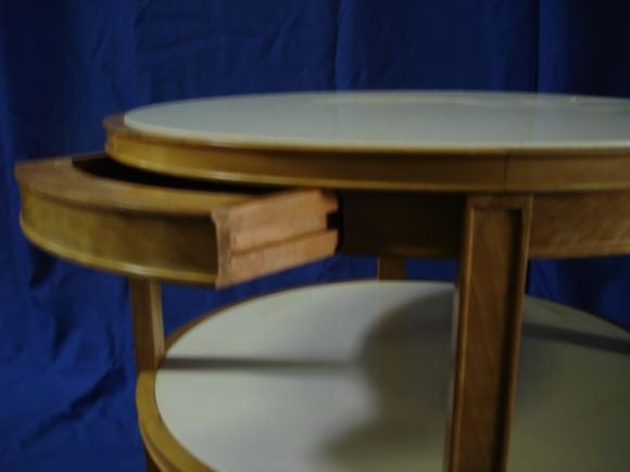 Art Deco Three-Tier Table with Marble Inserts in the Manner of JMF