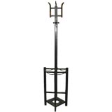 A  MISSION STYLE COMBINED COAT RACK AND UMBRELLA STAND