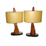 Used Pair of Cypress Knee Table Lamps