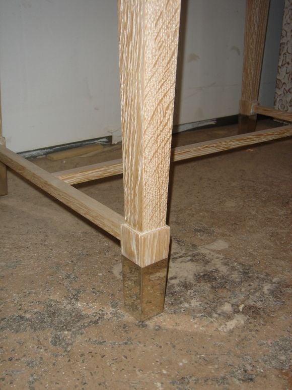 A Fine Cerused Oak Side Table with Nickel Gallery and Sabots