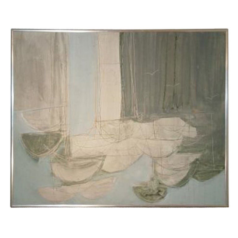 Newport Harbor, Abstract Impressionist Painting by Albert Clymer In Good Condition In NYC, NY