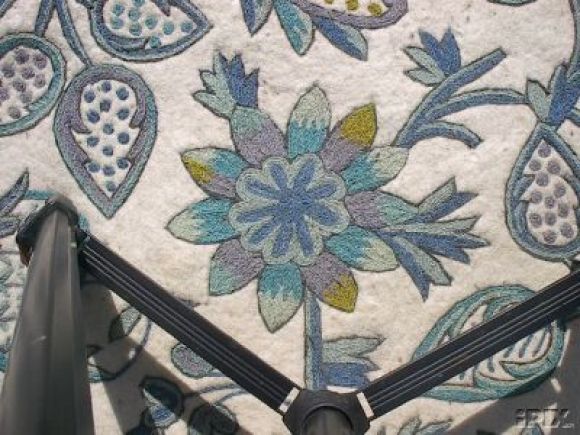 American A Large Antique Crewelwork Floral Panel