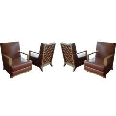 Antique Four Latticeback Chairs in the manner of Jacques Adnet