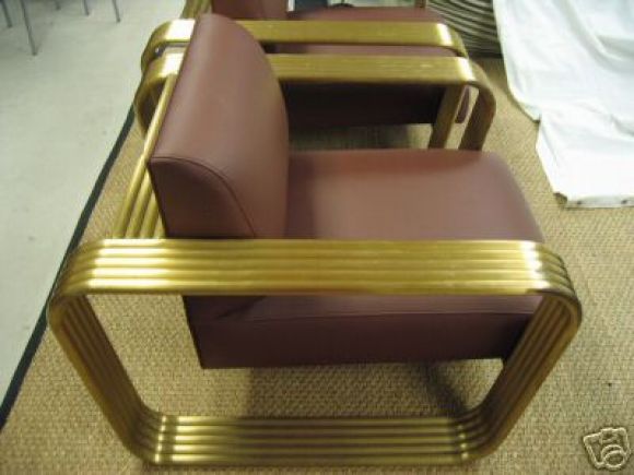 A fine pair of Bent Brass Tube Chairs