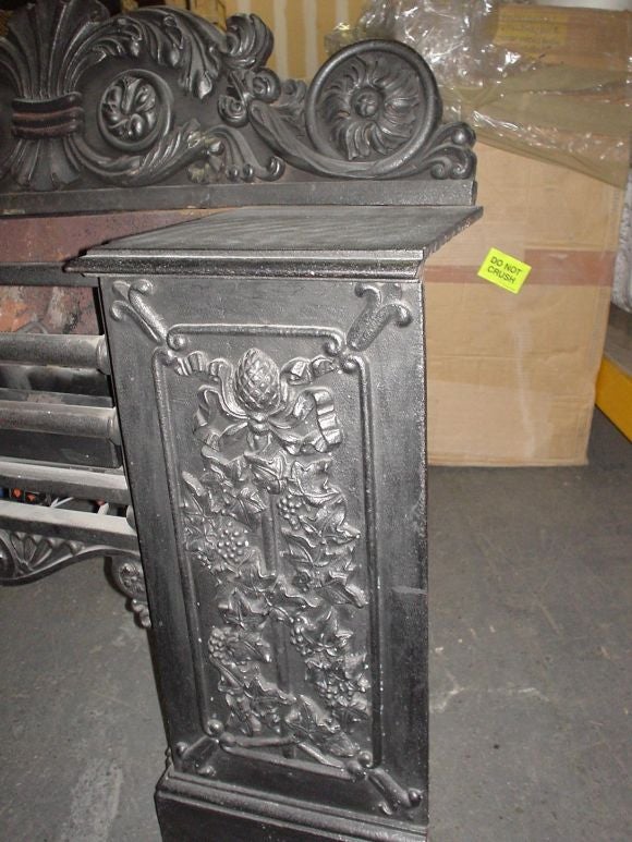 Fine 19th century English fire insert in cast iron, with raised decoration. Imprint of the maker on reverse.

Ex: Christie's London