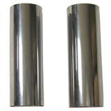 Pair of Chrome Cylindrical Sconces attributed to Robert Sonneman