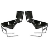 Pair of Pierre Paulin F444 Leather and Steel Chairs for Artifort