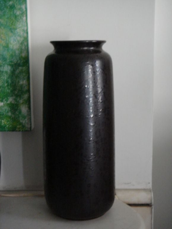 A Large Black Ceramic Vase from West Germany