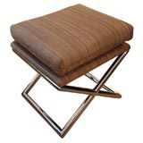 Milo Baughman X-Base Stool Upholstered in Horsehair 11