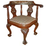 Heavily carved Corner Chair with Cabriole legs