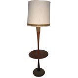 A Cork and Wood Floor Lamp with Matching Cork-trimed shade