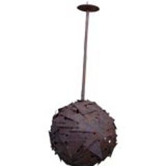 Large Brutalist Modern Metal Ball Form Hanging Light 3