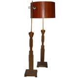 Pair of Floor lamps in the manner of  Frank Lloyd-Wright