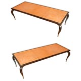 A Pair of bronze coffee tables in the manner of Ramsey