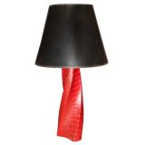 Red Crocodile Leather Table Lamp